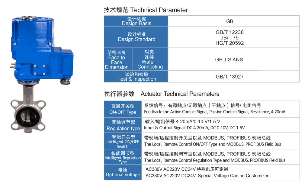 防爆電動不銹鋼對夾蝶閥