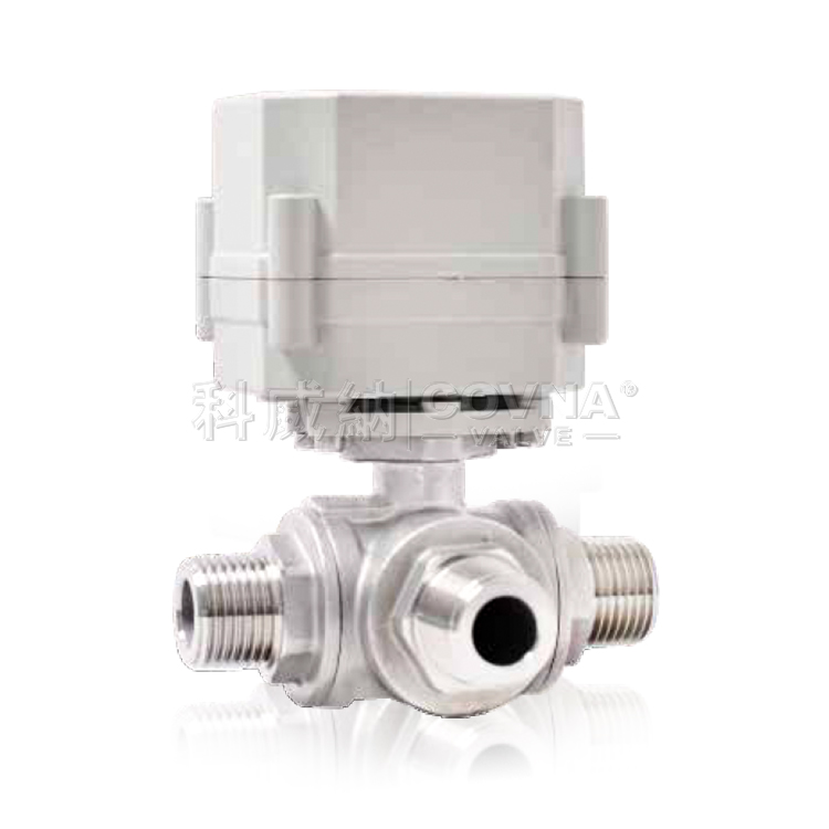 微型電動不銹鋼外螺紋三通球閥