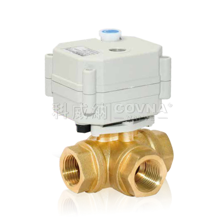 臥式三通黃銅螺紋微型電動球閥