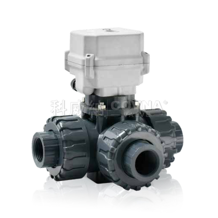 UPVC雙由令螺紋三通微型電動(dòng)球閥_A150-T